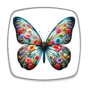 Schmetterling - Viereckiger Kühlschrankmagnet - Weiß - Vorne