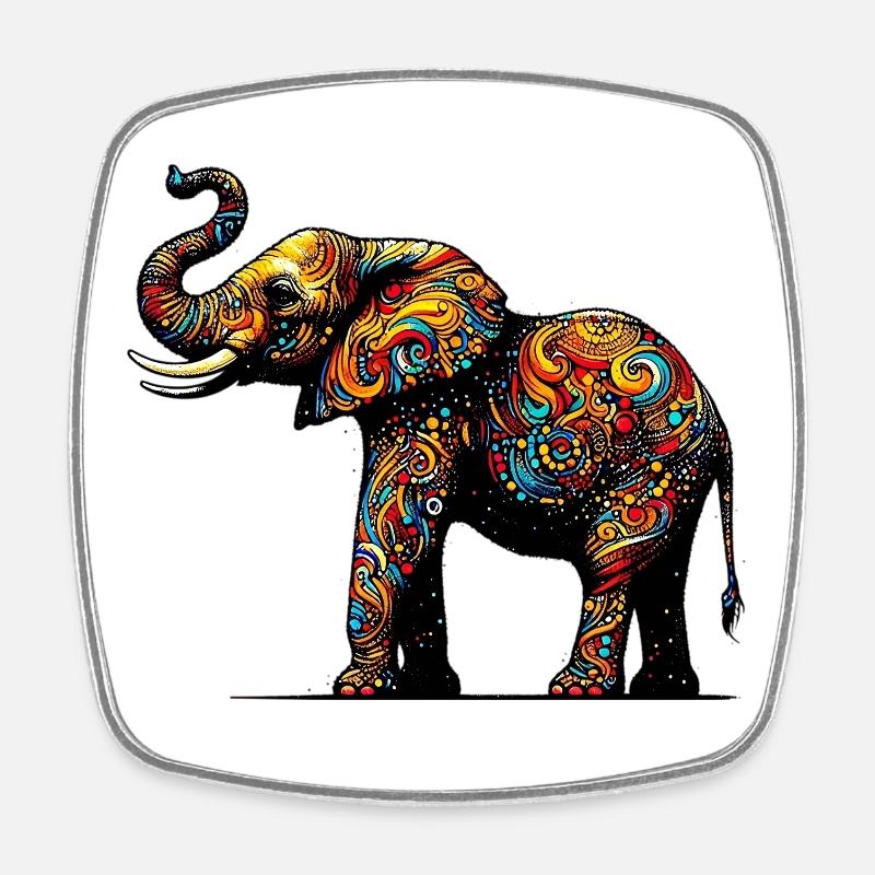 Elefant - Viereckiger Kühlschrankmagnet - Weiß