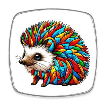 Igel - Viereckiger Kühlschrankmagnet - Weiß - Vorne