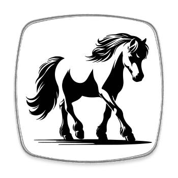 Cheval Poney de selle allemand - Magnet carré - blanc - Devant
