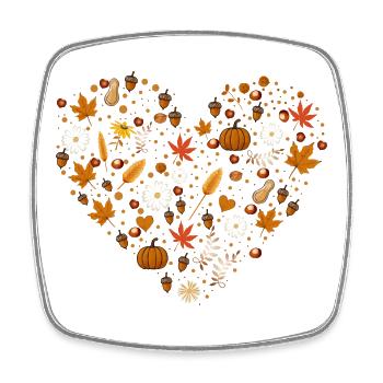 Heart filled with pumpkins, nuts and autumn leaves - Square fridge magnet - white - Front