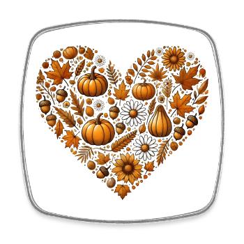 Heart, filled with pumpkins, leaves, nuts and flowers - Square fridge magnet - white - Front