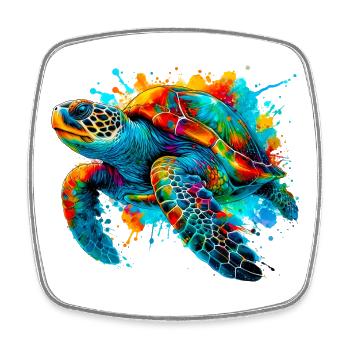 Turtle - Square fridge magnet - white - Front