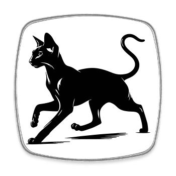 Chat oriental à poil court - Magnet carré - blanc - Devant