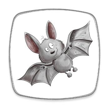 Flatternde Fledermaus - Viereckiger Kühlschrankmagnet - Weiß - Vorne