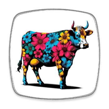 Vache - Magnet carré - blanc - Devant