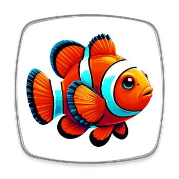 Clownfisch - Viereckiger Kühlschrankmagnet - Weiß - Vorne