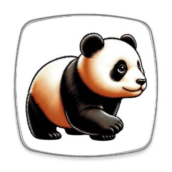 Panda - Magnet carré - blanc - Devant