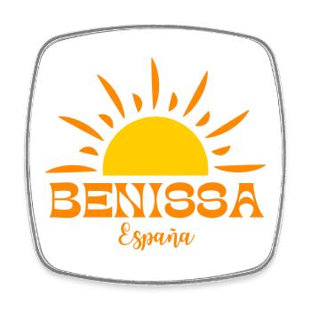 Benissa Espana Sunrise Design - Magnet carré - blanc - Devant
