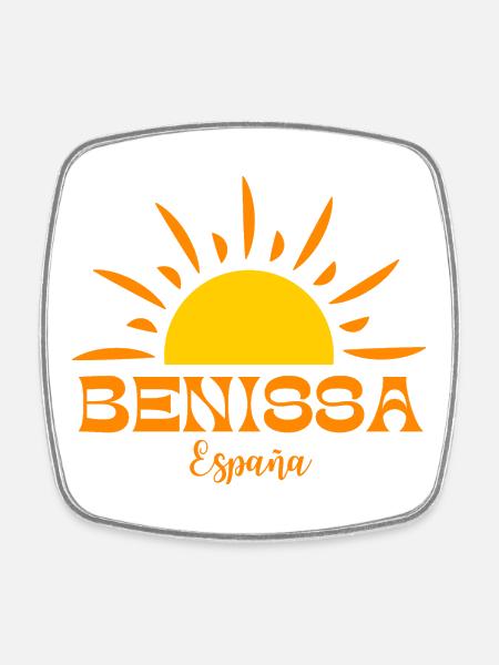 Benissa Espana Sunrise Design - Square fridge magnet - white