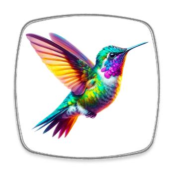 Kolibri - Viereckiger Kühlschrankmagnet - Weiß - Vorne