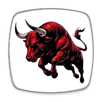 Stier - Viereckiger Kühlschrankmagnet - Weiß - Vorne