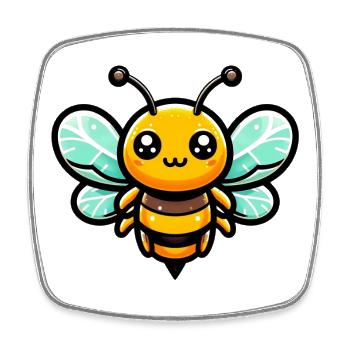 Bee - Square fridge magnet - white - Front