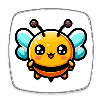 Bee - Square fridge magnet - white - Front