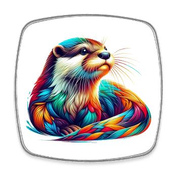 Otter - Square fridge magnet - white - Front