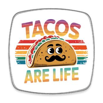 Vintage Tacos sind Leben Illustration - Viereckiger Kühlschrankmagnet - Weiß - Vorne