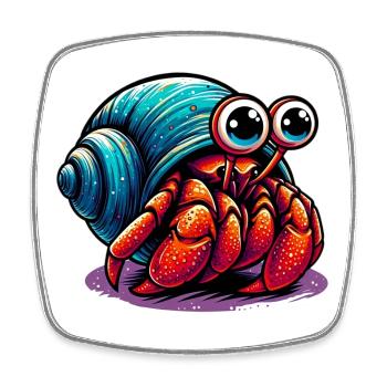 Hermit crab - Square fridge magnet - white - Front