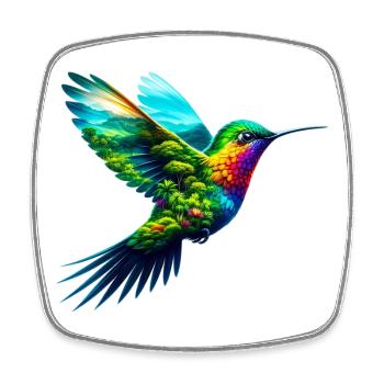 Kolibri - Viereckiger Kühlschrankmagnet - Weiß - Vorne