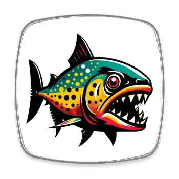 Piranha - Square fridge magnet - white - Front