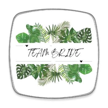 Team Bride Grüne Palmenblätter - Viereckiger Kühlschrankmagnet - Weiß - Vorne