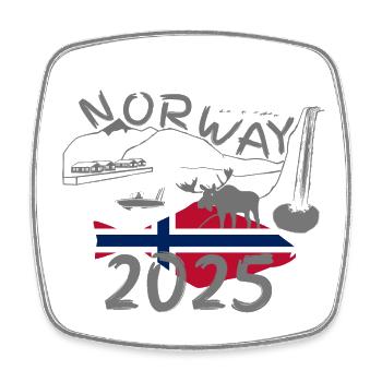 Norwegen 2025 Heilbutt mit Bergen und Elch Angeln - Viereckiger Kühlschrankmagnet - Weiß - Vorne