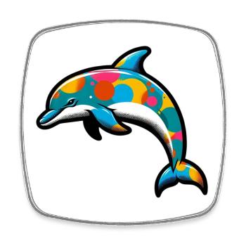 Dolphin - Square fridge magnet - white - Front