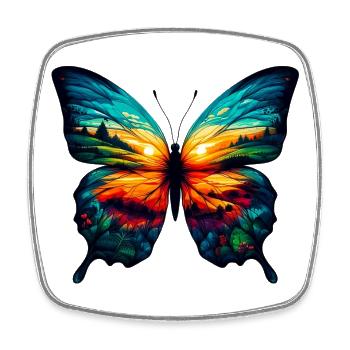 Papillon - Magnet carré - blanc - Devant