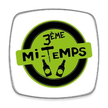 3ème Mi-Temps - Magnet carré - blanc - Devant