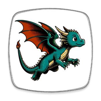 Dragon - Square fridge magnet - white - Front