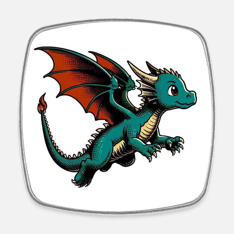 Drache - Viereckiger Kühlschrankmagnet - Weiß
