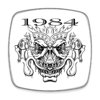 1984 - Viereckiger Kühlschrankmagnet - Weiß - Vorne