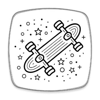 Cartoon Skateboarding - Viereckiger Kühlschrankmagnet - Weiß - Vorne