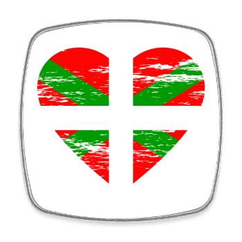 Drapeau basque coeur utilisé - Magnet carré - blanc - Devant