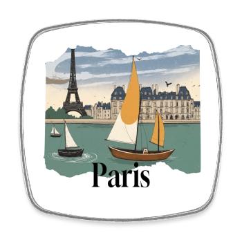 Paris Its Vintage Sailboats - Square fridge magnet - white - Front