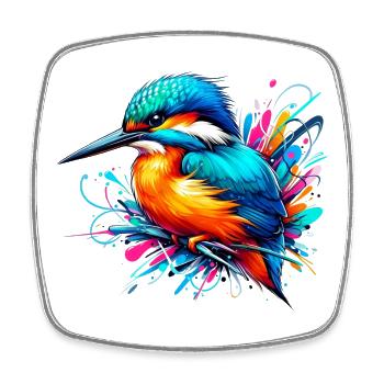 Martin-pêcheur - Magnet carré - blanc - Devant
