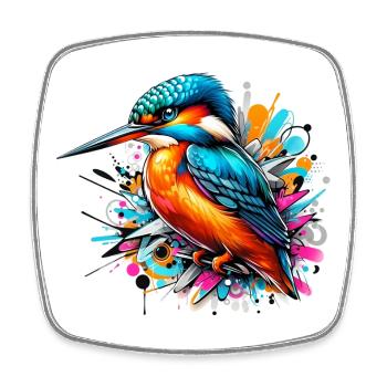 Martin-pêcheur - Magnet carré - blanc - Devant