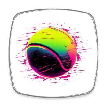 Balle de tennis style synthwave - Magnet carré - blanc - Devant