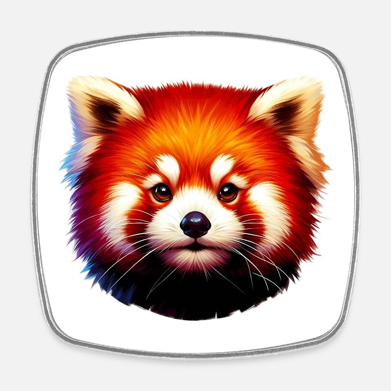Red panda - Square fridge magnet - white