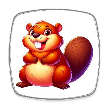 Beaver - Square fridge magnet - white - Front