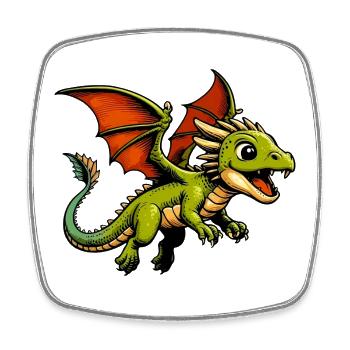 Drache - Viereckiger Kühlschrankmagnet - Weiß - Vorne