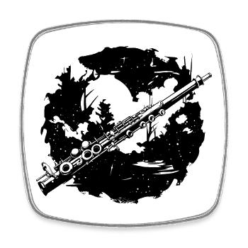Flute Sketch - Square fridge magnet - white - Front