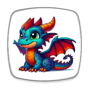 Drache - Viereckiger Kühlschrankmagnet - Weiß - Vorne