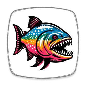 Piranha - Magnet carré - blanc - Devant