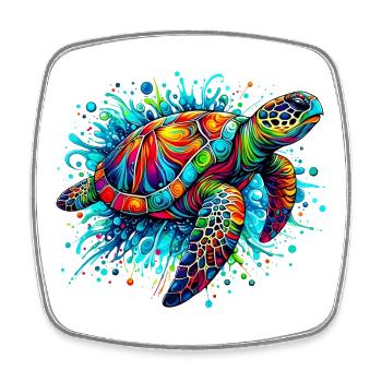 Tortue - Magnet carré - blanc - Devant