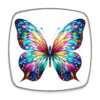 Schmetterling - Viereckiger Kühlschrankmagnet - Weiß - Vorne