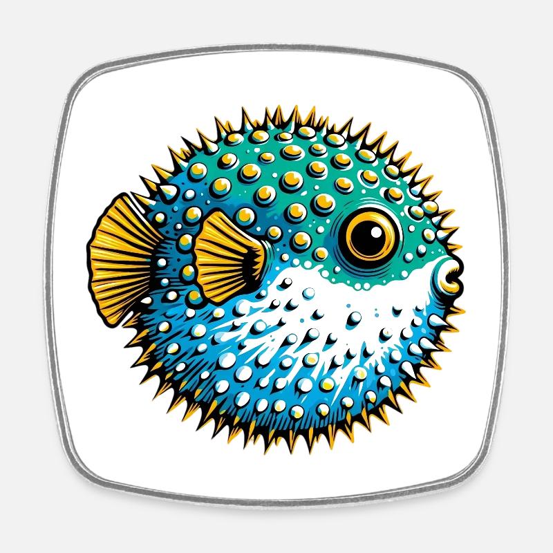 Blowfish - Square fridge magnet - white