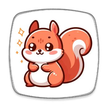 Cute little squirrel - Square fridge magnet - white - Front
