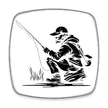 Angler - Viereckiger Kühlschrankmagnet - Weiß - Vorne