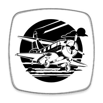 Propeller Plane Drawing - Square fridge magnet - white - Front