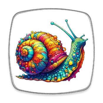 Schnecke - Viereckiger Kühlschrankmagnet - Weiß - Vorne